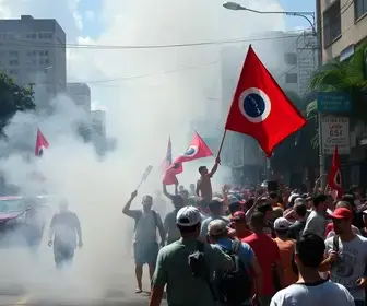 Apoiadores de Lula lotam ruas de Manaus, mesmo com fumaça e calor extremo