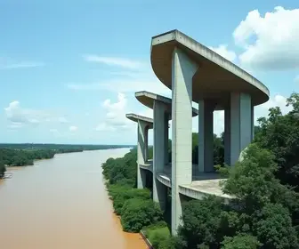 Obra de Oscar Niemeyer avança com início de concretagem de estruturas que simbolizam os rios Negro e Solimões